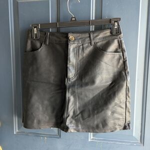 Black Faux Leather Mini Skirt